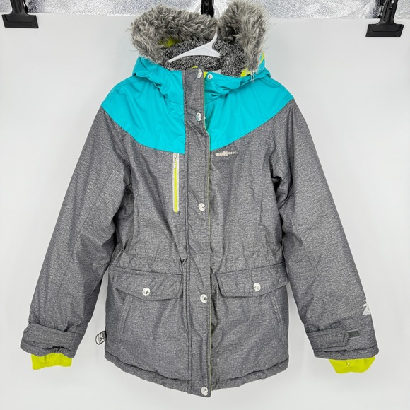 ZeroXposur Other - ZeroXposur Kids Winter Ski Snow Jacket Turquoise Gray Fur Hood Size XL 16